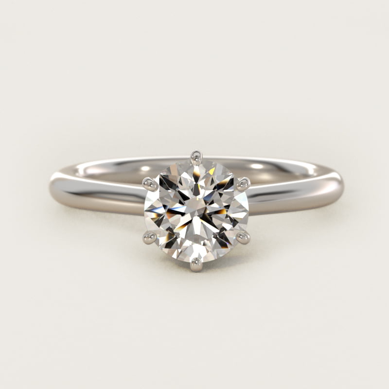 Round 1.5 CT Certified Diamond Six Prong Petite Nouveau Solitaire Engagement Ring In Platinum