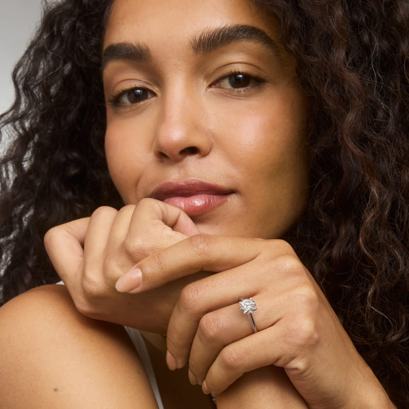 Round 1 CT Certified Diamond Petite Solitaire Engagement Ring In 14K White Gold