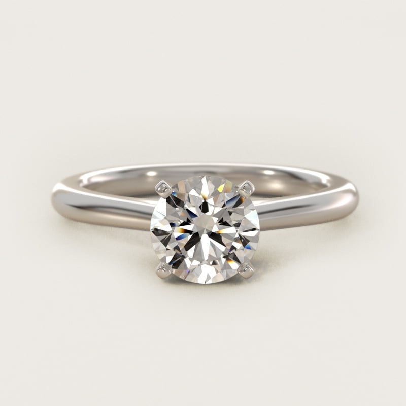 Round 1 CT Certified Diamond Petite Solitaire Engagement Ring In 14K White Gold