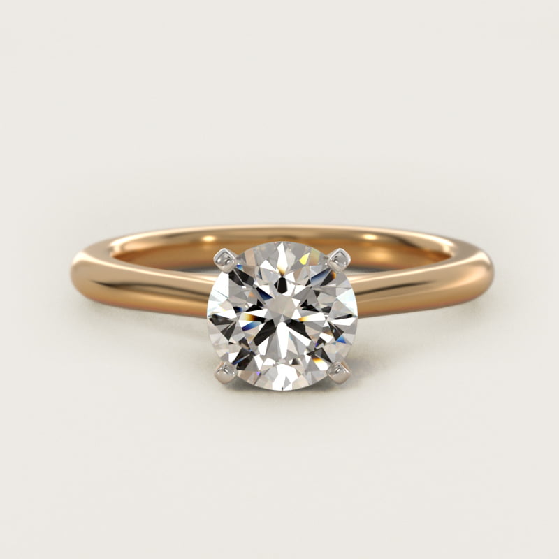 Round 1 CT Certified Diamond Petite Solitaire Engagement Ring In 14K Yellow Gold
