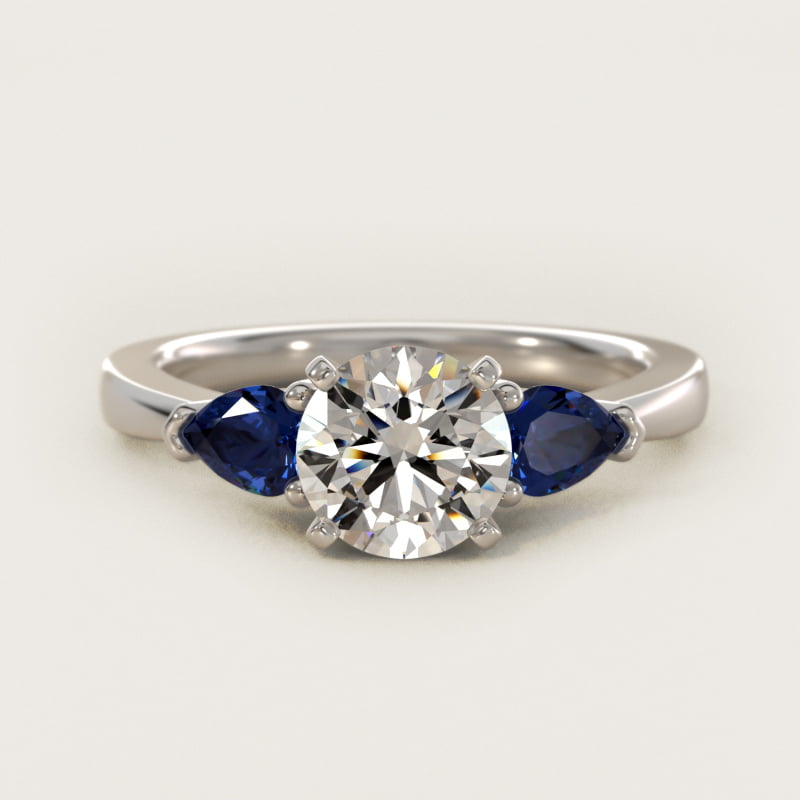 Classic Pear Shaped Sapphire Engagement Ring in 18k White Gold