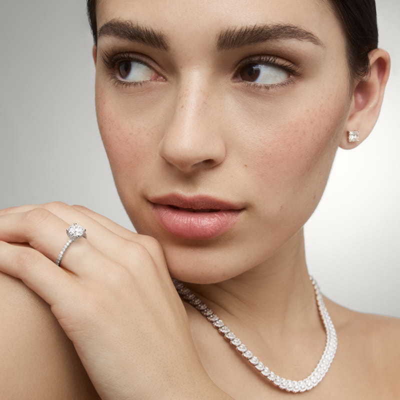 Blue Nile Studio Petite French Pavé Crown Diamond Engagement Ring in Platinum (1/3 ct. tw.)