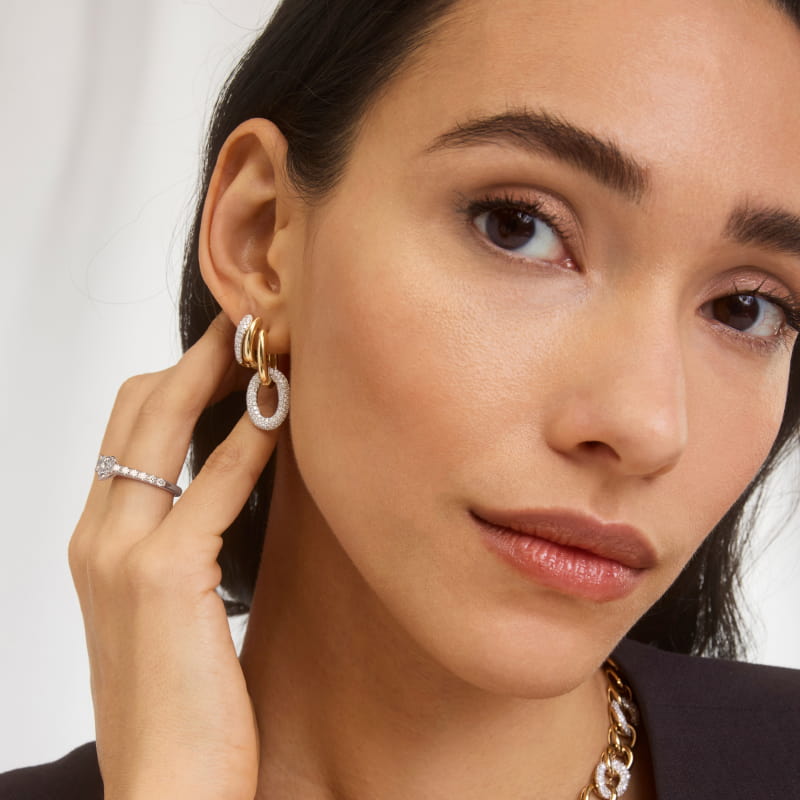 Riviera Cathedral Pavé Diamond Engagement Ring in 14k White Gold (1/2 ct. tw.)