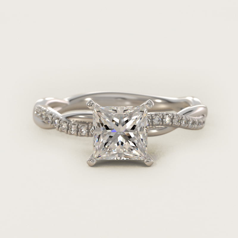 Petite Twist Diamond Engagement Ring in 14k White Gold (1/10 ct. tw.)