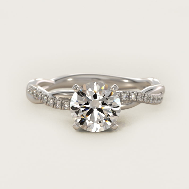 Round 1 CT Certified Diamond Petite Twist Engagement Ring In 14K White Gold