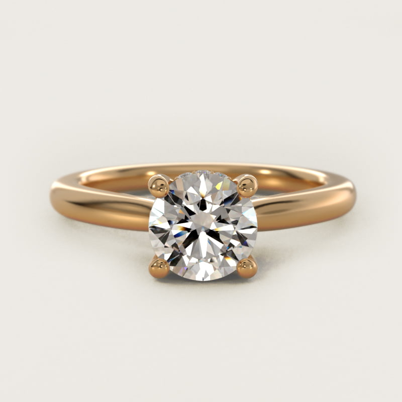 Petite Hidden Halo Solitaire Plus Diamond Engagement Ring in 14k Yellow Gold