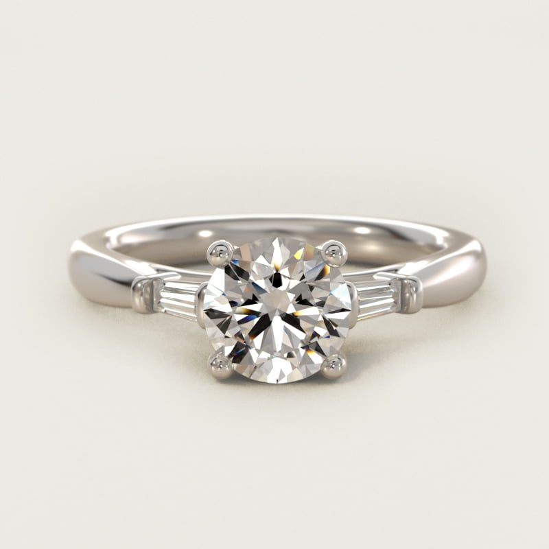 Tapered Baguette Diamond Engagement Ring in 14k White Gold (1/6 ct. tw.)