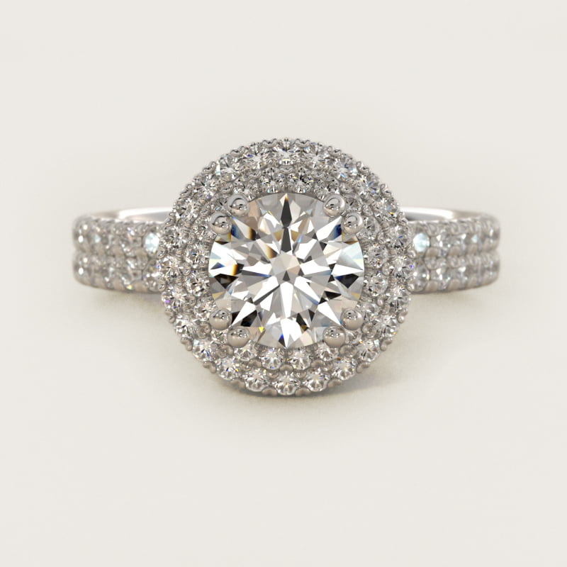 Blue Nile Studio Double Halo Gala Diamond Engagement Ring in 14k White Gold (7/8 ct. tw.)