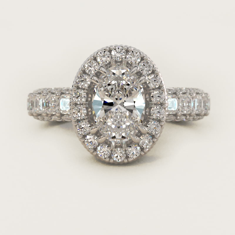 Grandeur Oval Halo Diamond Engagement Ring in 14k White Gold (2 ct. tw.) By Bella Vaughan