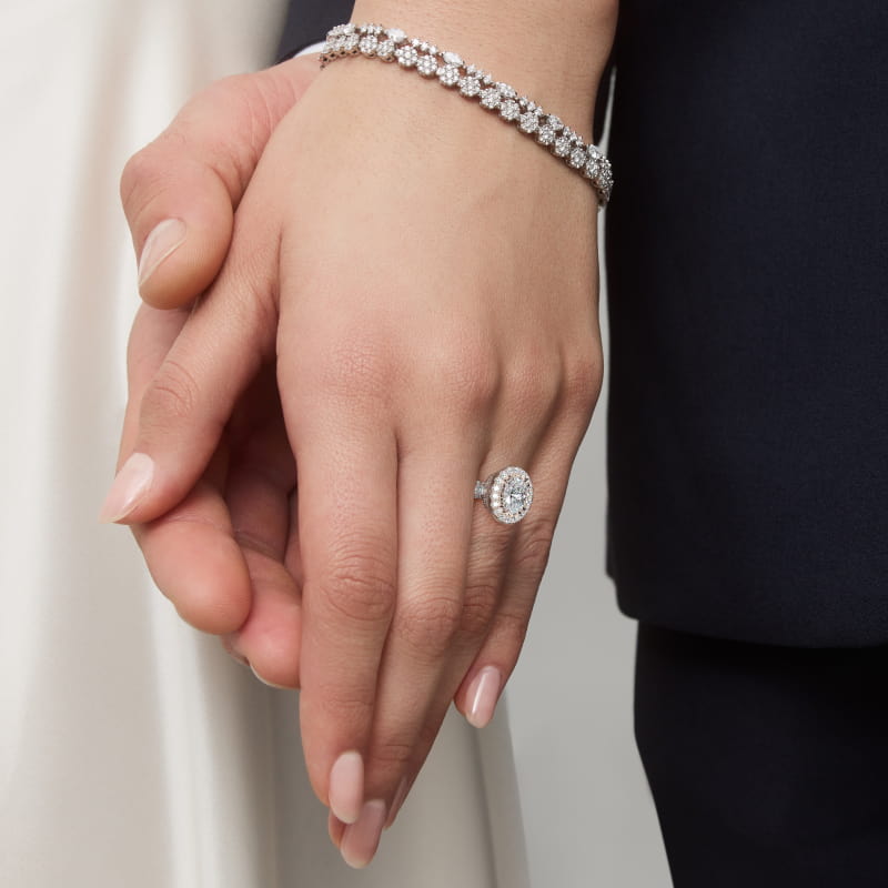 Grandeur Oval Halo Diamond Engagement Ring in 14k White Gold (2 ct. tw.) By Bella Vaughan