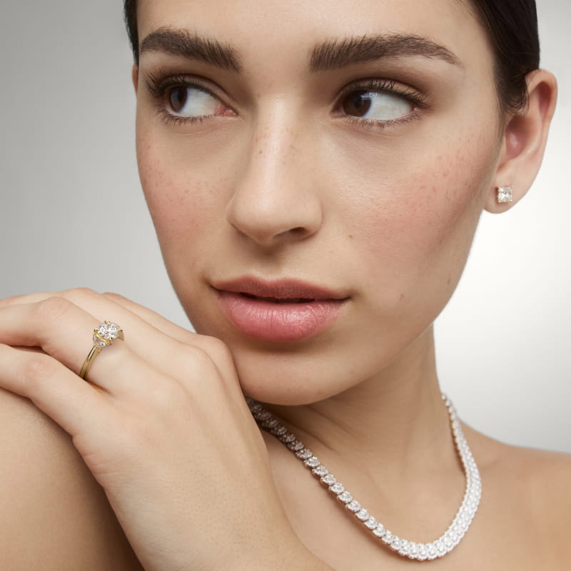 Moon Three Stone Engagement Ring in 14K Yellow Gold (1/3 ct. tw.) By Bella Vaughan