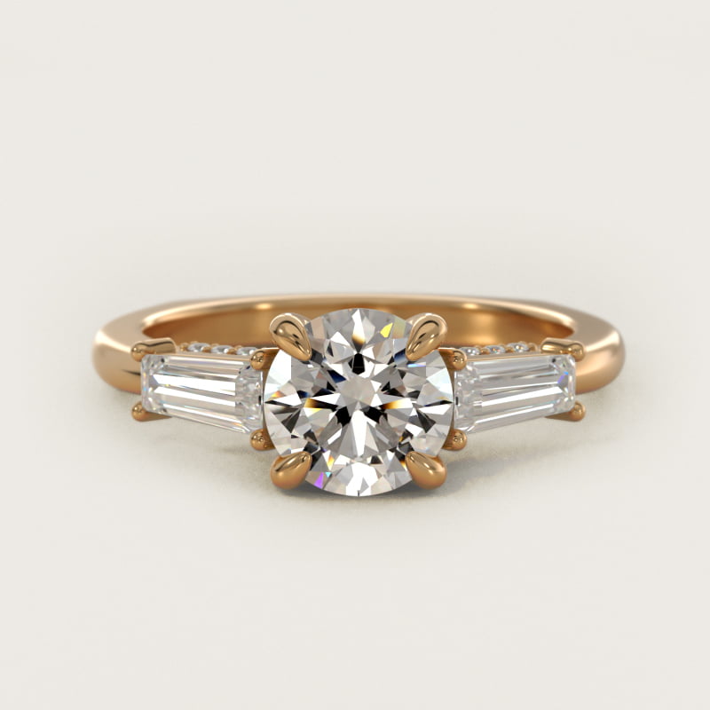 Tapered Baguette Three Stone Engagement Ring in 18k Yellow Gold (1/2 ct. tw.) By Bella Vaughan