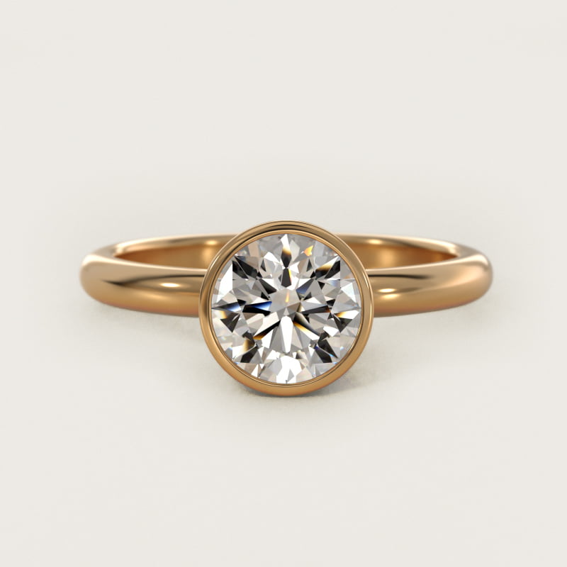 Bezel Solitaire Engagement Ring in 14K Yellow Gold