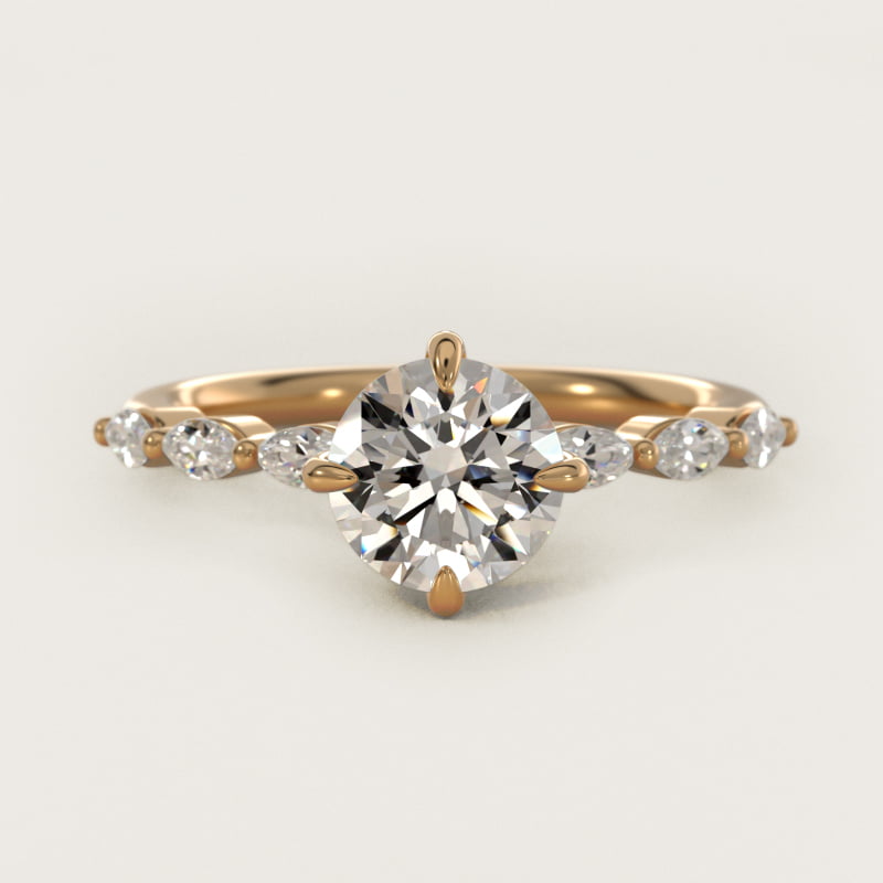 Marquise Cut Side Stone Diamond Shared Prong Engagement Ring In 14K Yellow Gold By James Allen