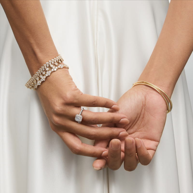 Falling Edge Pavé Diamond Halo Engagement Ring In Platinum By James Allen