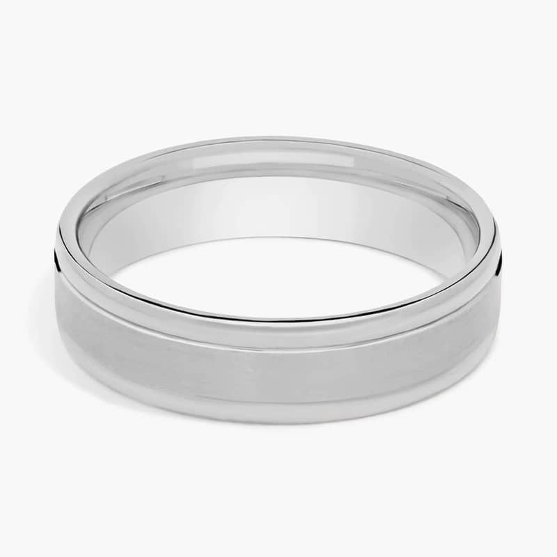 Brushed Inlay Wedding Ring in Platinum (6mm)