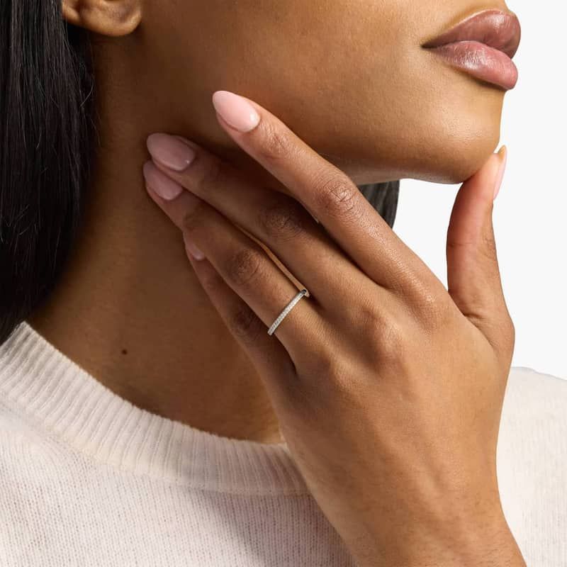 Petite Micropavé Diamond Ring in Platinum (1/10 ct. tw.)