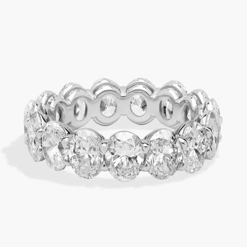 Oval Cut Lab-Grown Diamond Eternity Ring In 14K White Gold (6 Ct. tw. - F-G / VS2-SI1)