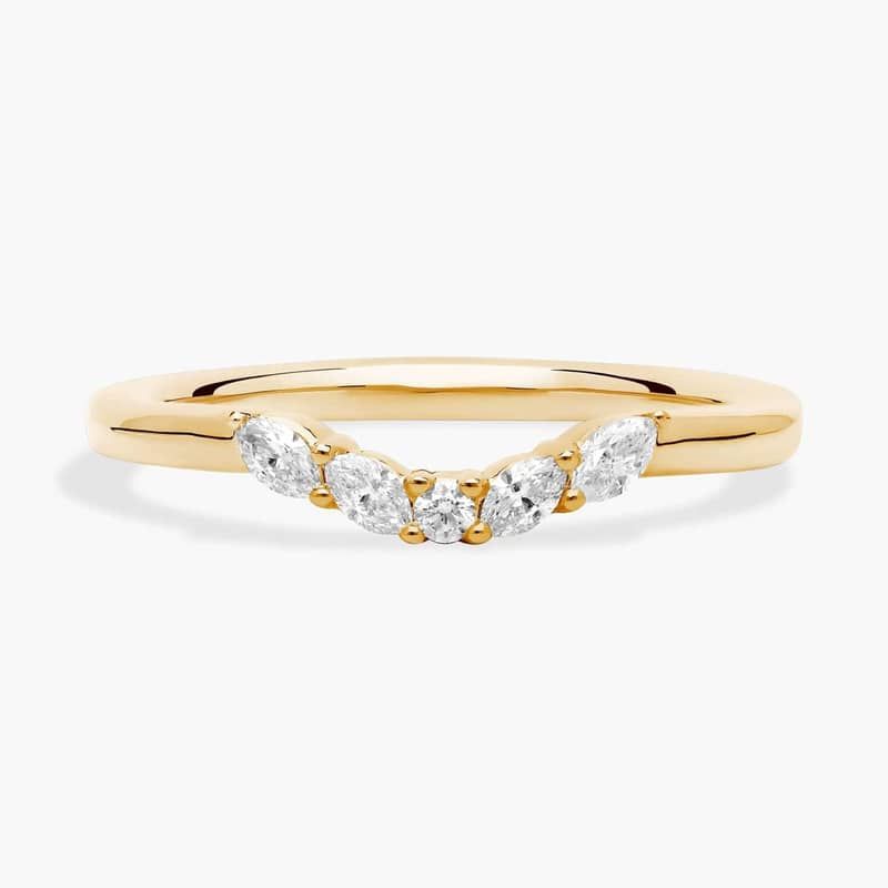 Curved Floral Marquise Diamond Ring in 14k Yellow Gold (1/8 ct. tw.)
