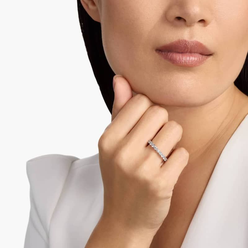 Low Dome Basket Diamond Eternity Ring  In 14K White Gold (2 Ct. tw. - H-I / SI1-SI2)