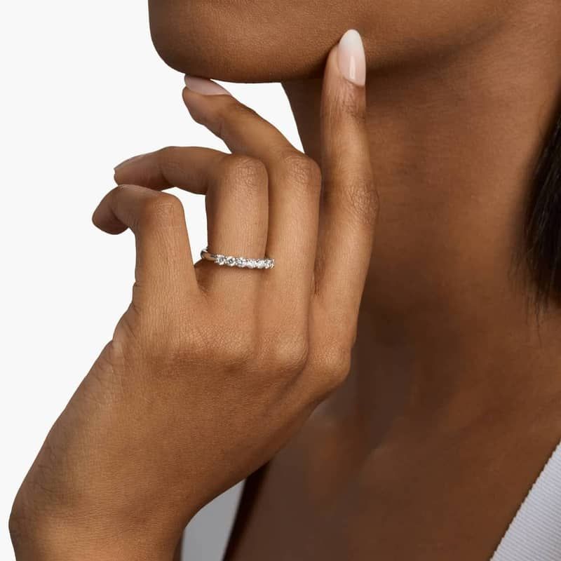 Seven Stone Low Dome Basket Lab-Grown Diamond Ring in 14k White Gold (1/2 Ct. tw. - F-G / VS2-SI1)