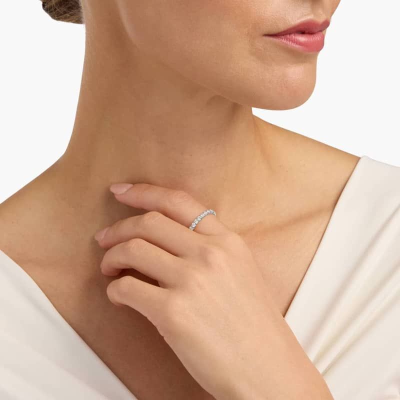 French Pavé Lab-Grown Diamond Eternity Ring In 14K White Gold (1 Ct. tw. - F-G / VS2-SI1)