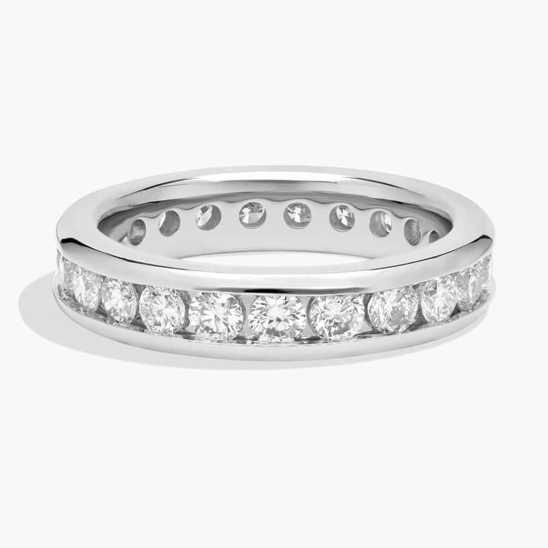 Channel Set Round Diamond Eternity Ring In 14K White Gold (1 1/2 Ct. tw. - H-I / SI1-SI2)