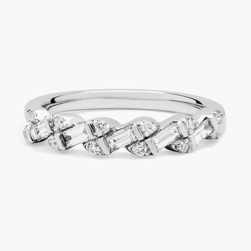 Round and Baguette Diamond Fashion Ring in Platinum (1/3 Ct. Tw.)