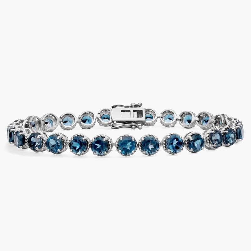 London Blue Topaz Round Rope Bracelet in Sterling Silver (5mm)