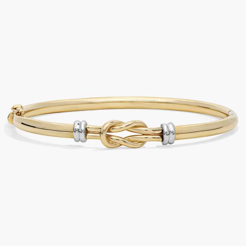 Love Knot Bangle in 14k Italian White and Yellow Gold