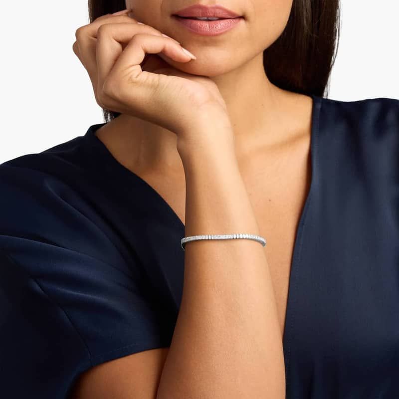 7 " Princess Cut Lab Grown Diamond Tennis Bracelet In 14K White Gold (5 Ct. tw. - F-G / VS2-SI1)