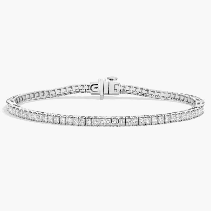 7 " Princess Cut Lab Grown Diamond Tennis Bracelet In 14K White Gold (5 Ct. tw. - F-G / VS2-SI1)