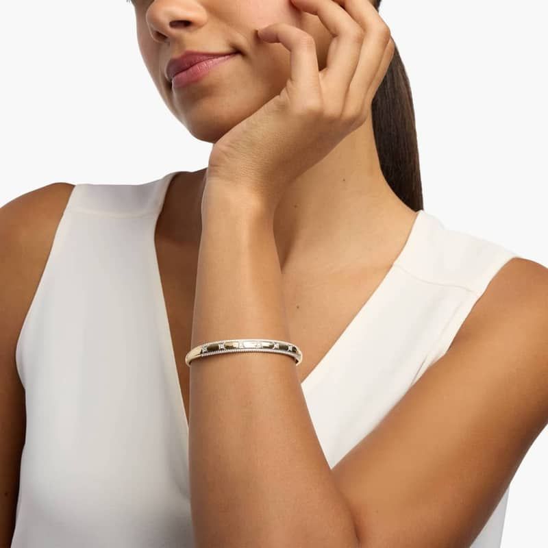 Double Row Diamond Bangle Bracelet in 14K Yellow Gold (3/4 Ct. Tw.)