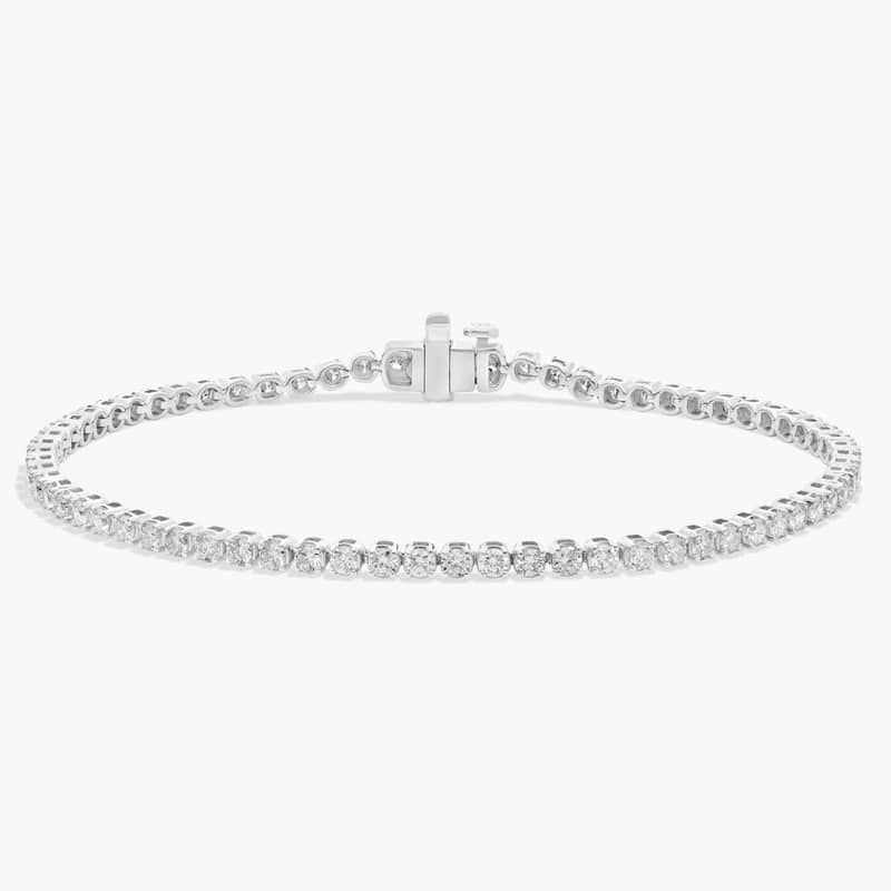 8 " Four Prong Lab-Grown Diamond Tennis Bracelet In 14K White Gold (3 Ct. - F-G / VS2-SI1)
