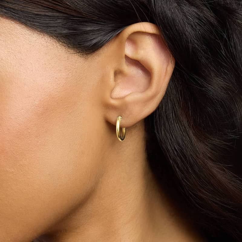 Small Hoop Earrings in 14k Yellow Gold (2 x 15 mm)