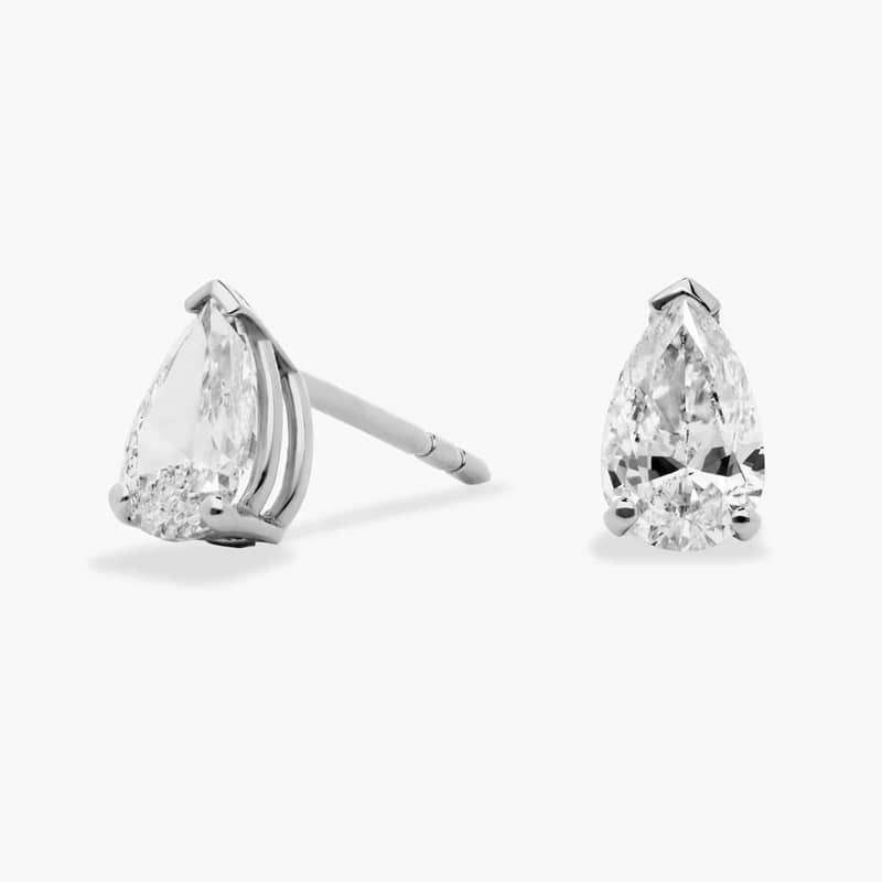 Pear Cut Diamond Stud Earrings in 14k White Gold (1 ct. tw.)
