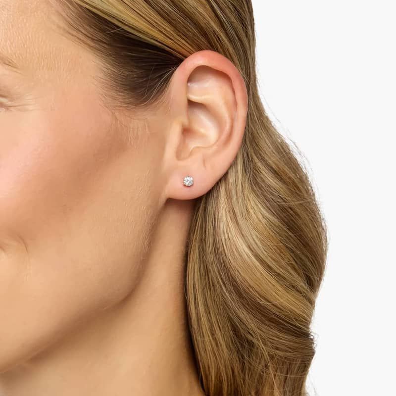 Three Prong Martini Round Brilliant Lab Grown Diamond Earrings  In 14K Yellow Gold (1/2 Ct. tw. - F-G / VS2-SI1)