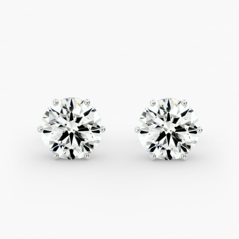 Six Prong Stud Earrings In Platinum (Setting)