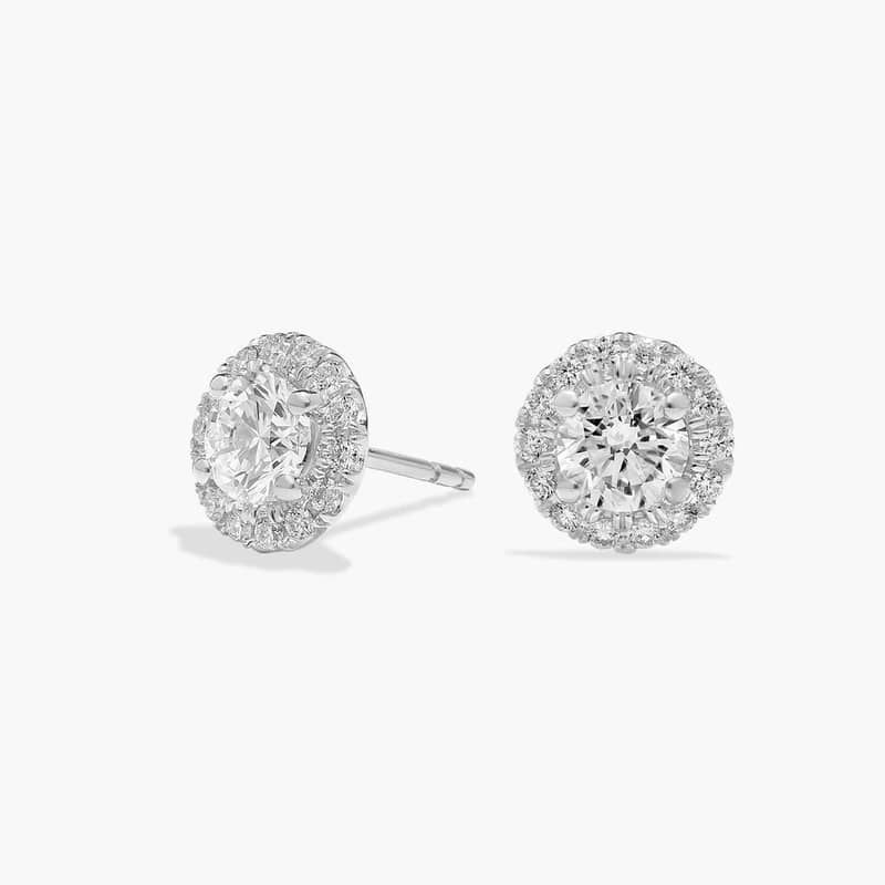 Halo Lab Grown Diamond Earrings In 14K White Gold (1 1/4 Ct. tw. - F-G / VS2-SI1)