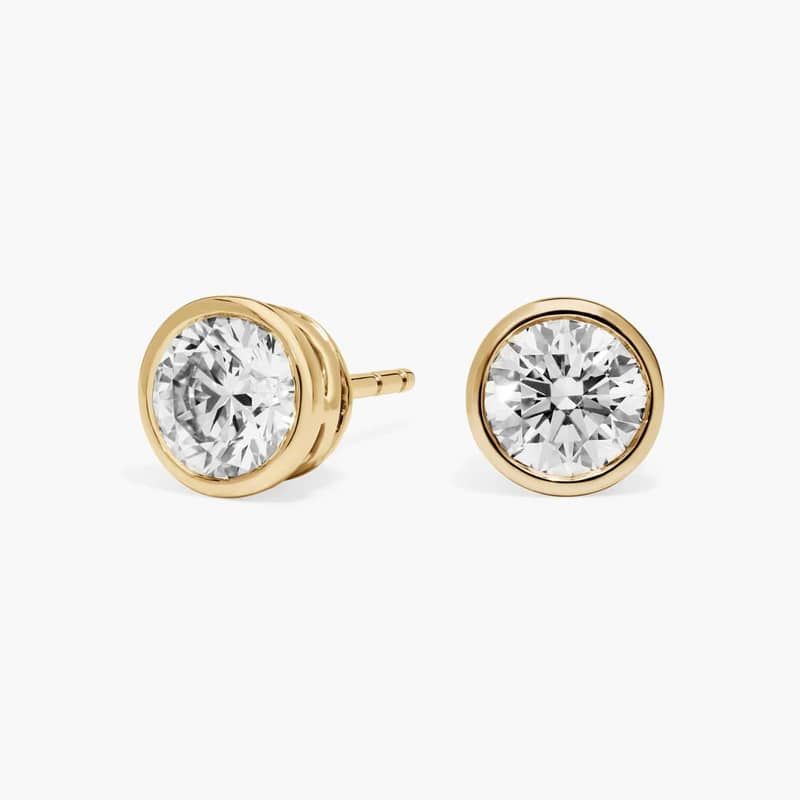 Bezel Set Lab-Grown Diamond Stud Earrings In 14K Yellow Gold (2 Ct. tw. - F-G / VS2-SI1)