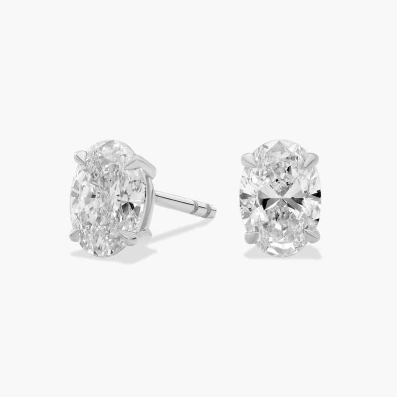 Oval Cut Diamond Stud Earrings In 14K White Gold (1 Ct. tw. - H-I / SI1-SI2)