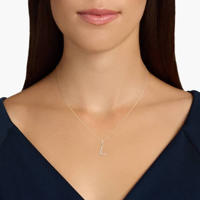 Lab-Grown Diamond Initial L Pendant Necklace In 14K Yellow Gold
