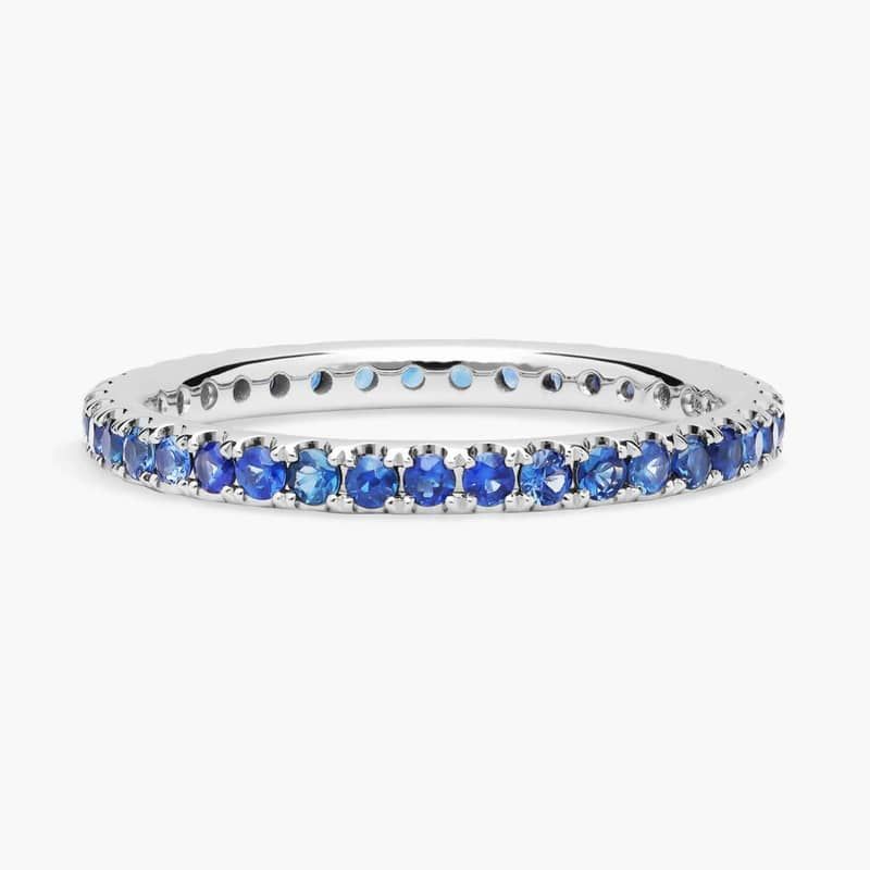 Riviera Pavé Sapphire Eternity Ring in 18k White Gold (1.5mm)