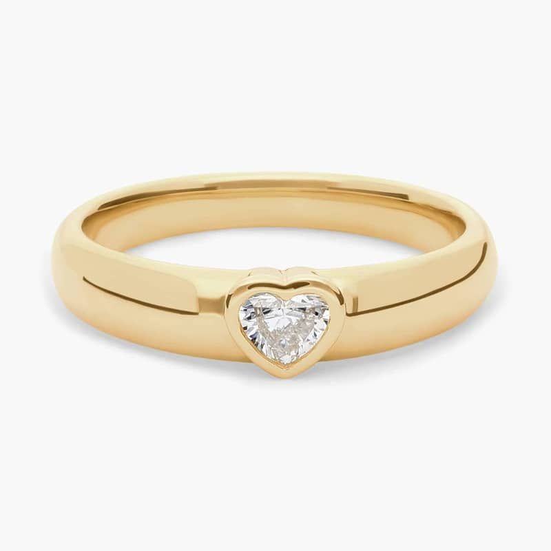 Heart Lab-Grown Diamond Solitaire Bezel Ring in 14K Yellow Gold